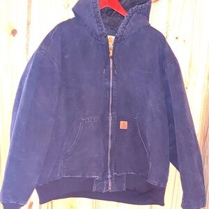 Carhartt J130 MDT Dark Blue Hooded Jacket with Gold Zipper